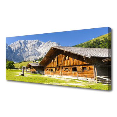 Canvas Kunstdruck Haus Gebirge Landschaft