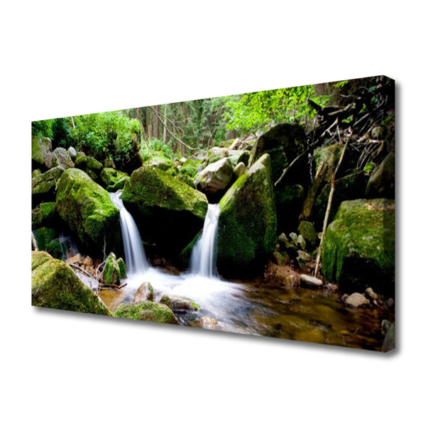 Canvas Kunstdruck Wasserfall Felsen Natur