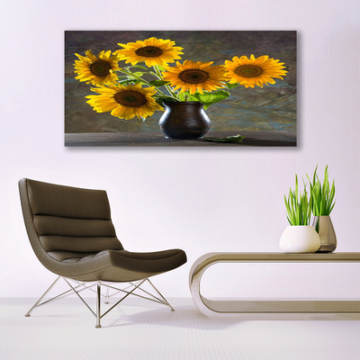 Canvas Kunstdruck Sonnenblumen Blumenvase Pflanzen
