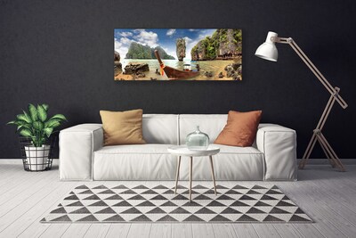 Canvas Kunstdruck Boot Gebirge Steine Landschaft