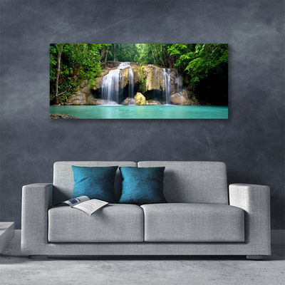 Canvas Kunstdruck Wasserfall Baum Natur