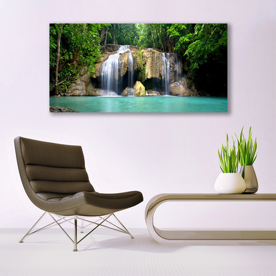 Canvas Kunstdruck Wasserfall Baum Natur