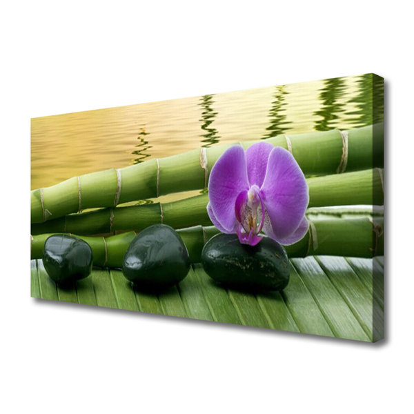 Canvas Kunstdruck Blume Steine Bambusrohre Pflanzen