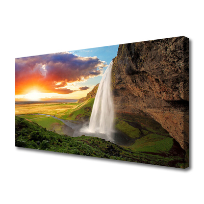 Canvas Kunstdruck Gebirge Wasserfall Natur