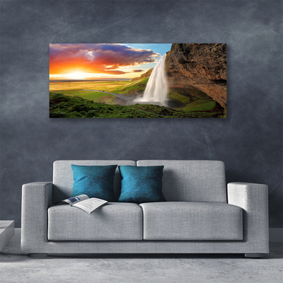 Canvas Kunstdruck Gebirge Wasserfall Natur