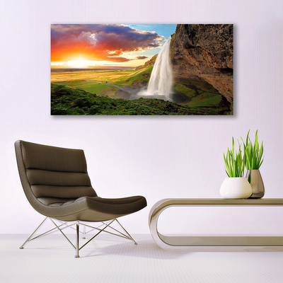 Canvas Kunstdruck Gebirge Wasserfall Natur