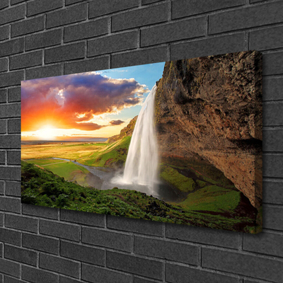 Canvas Kunstdruck Gebirge Wasserfall Natur