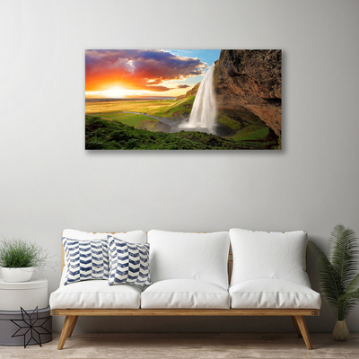 Canvas Kunstdruck Gebirge Wasserfall Natur