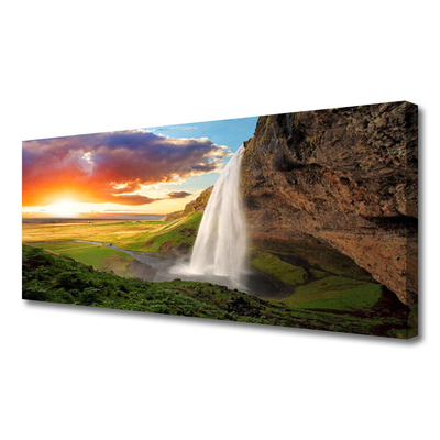 Canvas Kunstdruck Gebirge Wasserfall Natur