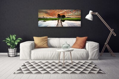 Canvas Kunstdruck Brücke See Landschaft