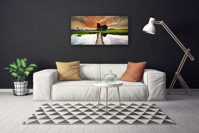 Canvas Kunstdruck Brücke See Landschaft