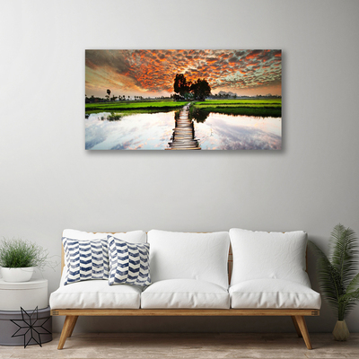 Canvas Kunstdruck Brücke See Landschaft