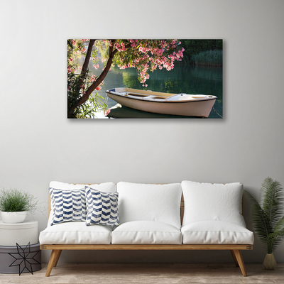Canvas Kunstdruck Boot Baum Landschaft