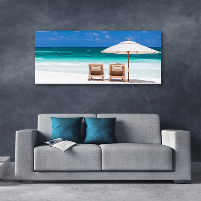 Canvas Kunstdruck Strand Liegestühle Landschaft