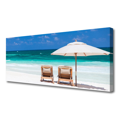 Canvas Kunstdruck Strand Liegestühle Landschaft