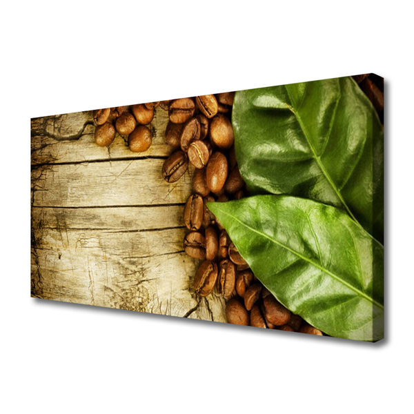 Canvas Kunstdruck Kaffeebohnen Blätter Küche