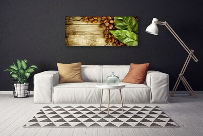 Canvas Kunstdruck Kaffeebohnen Blätter Küche