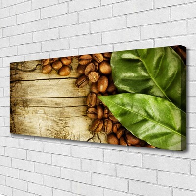 Canvas Kunstdruck Kaffeebohnen Blätter Küche