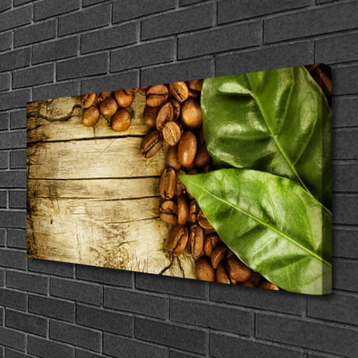 Canvas Kunstdruck Kaffeebohnen Blätter Küche