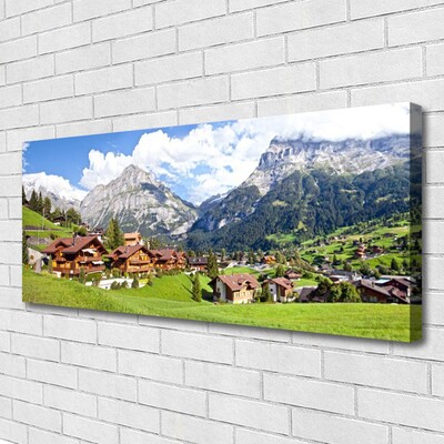 Canvas Kunstdruck Häuser Gebirge Landschaft