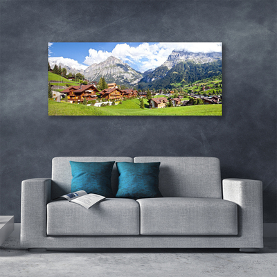 Canvas Kunstdruck Häuser Gebirge Landschaft