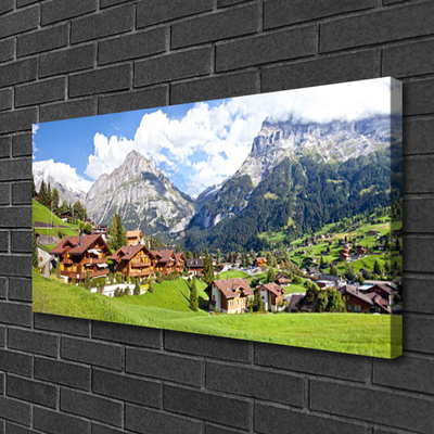 Canvas Kunstdruck Häuser Gebirge Landschaft