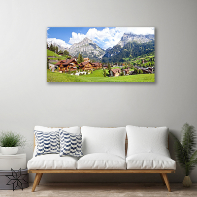 Canvas Kunstdruck Häuser Gebirge Landschaft