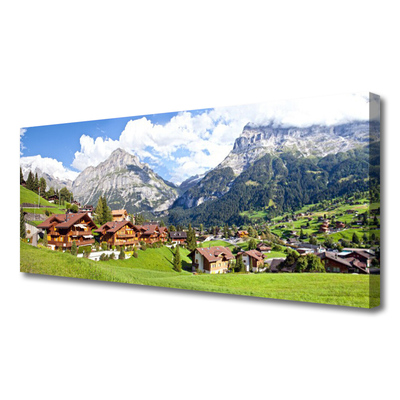 Canvas Kunstdruck Häuser Gebirge Landschaft