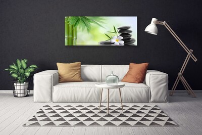 Canvas Kunstdruck Bambusrohre Blume Steine Kunst