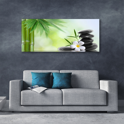 Canvas Kunstdruck Bambusrohre Blume Steine Kunst