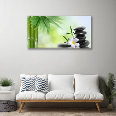 Canvas Kunstdruck Bambusrohre Blume Steine Kunst