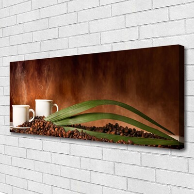 Canvas Kunstdruck Tassen Kaffeebohnen Küche
