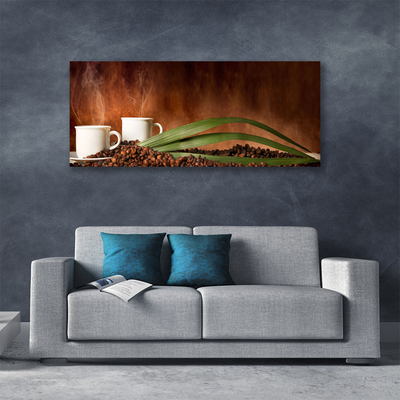 Canvas Kunstdruck Tassen Kaffeebohnen Küche