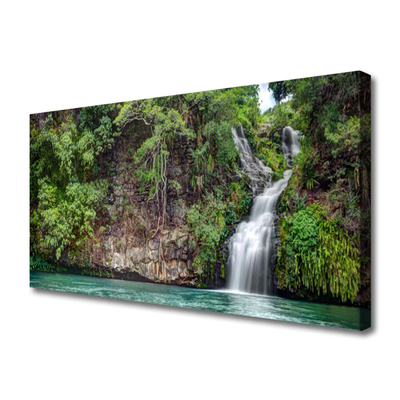 Canvas Kunstdruck Wasserfall Fels Natur