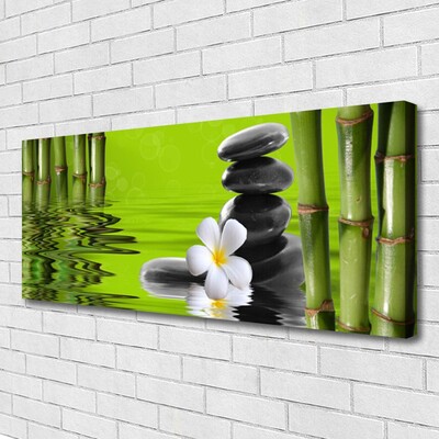 Canvas Kunstdruck Bambusrohre Blume Steine Kunst