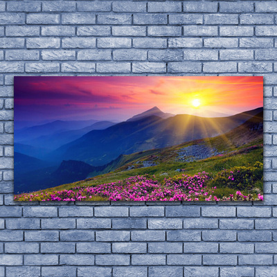 Canvas Kunstdruck Gebirge Blumen Wiese Landschaft