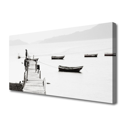 Canvas Kunstdruck Brücke Boote Architektur