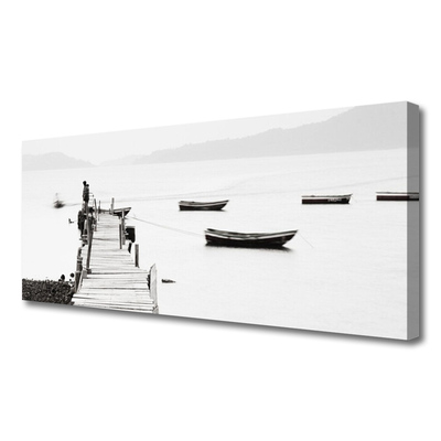 Canvas Kunstdruck Brücke Boote Architektur