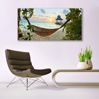 Canvas Kunstdruck Strand Hängematte Landschaft