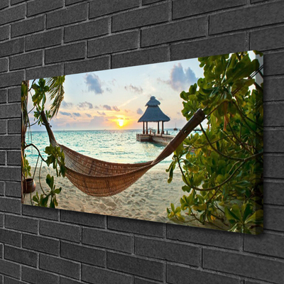 Canvas Kunstdruck Strand Hängematte Landschaft