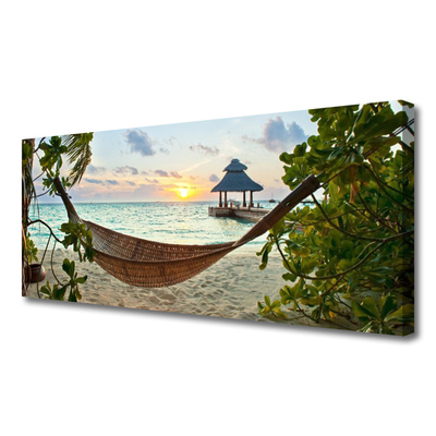 Canvas Kunstdruck Strand Hängematte Landschaft