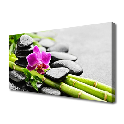 Canvas Kunstdruck Bambusrohre Blume Steine Kunst