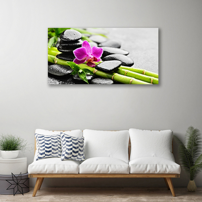 Canvas Kunstdruck Bambusrohre Blume Steine Kunst