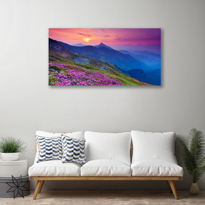 Canvas Kunstdruck Gebirge Wiese Blumen Landschaft