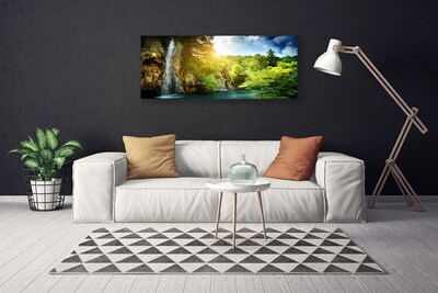 Canvas Kunstdruck Wasserfall Bäume Landschaft