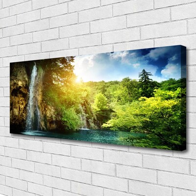 Canvas Kunstdruck Wasserfall Bäume Landschaft