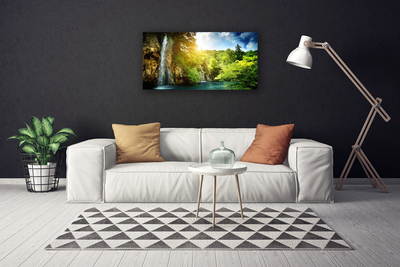 Canvas Kunstdruck Wasserfall Bäume Landschaft