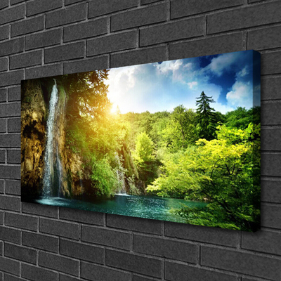 Canvas Kunstdruck Wasserfall Bäume Landschaft