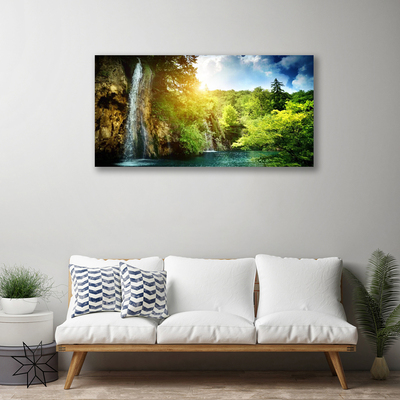 Canvas Kunstdruck Wasserfall Bäume Landschaft