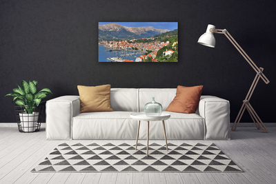 Canvas Kunstdruck Stadt Gebirge Meer Landschaft